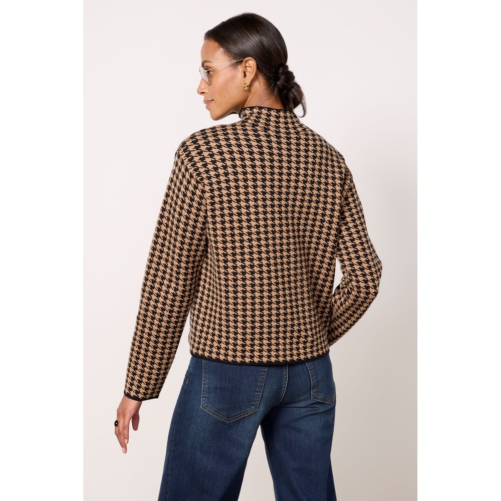 Pendleton Womens  Wool Houndstooth Cardigan Sweater Zip No Size Tag
